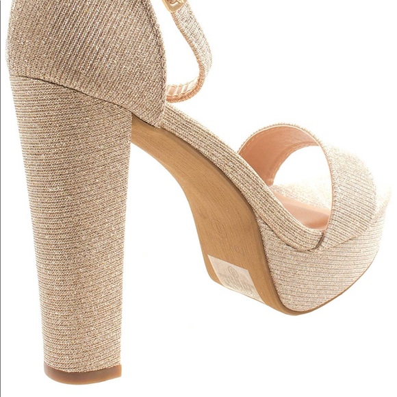 Champagne Platform Heel, Block Heel - Picture 3 of 4